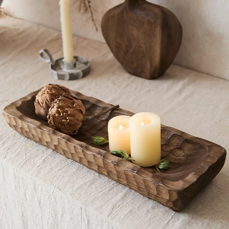 Wabi Sandy Wind Retro Fruit Plate Ornament B & B Hotel Restaurant Living Room Decoration Tray Dining Table Candle Tray