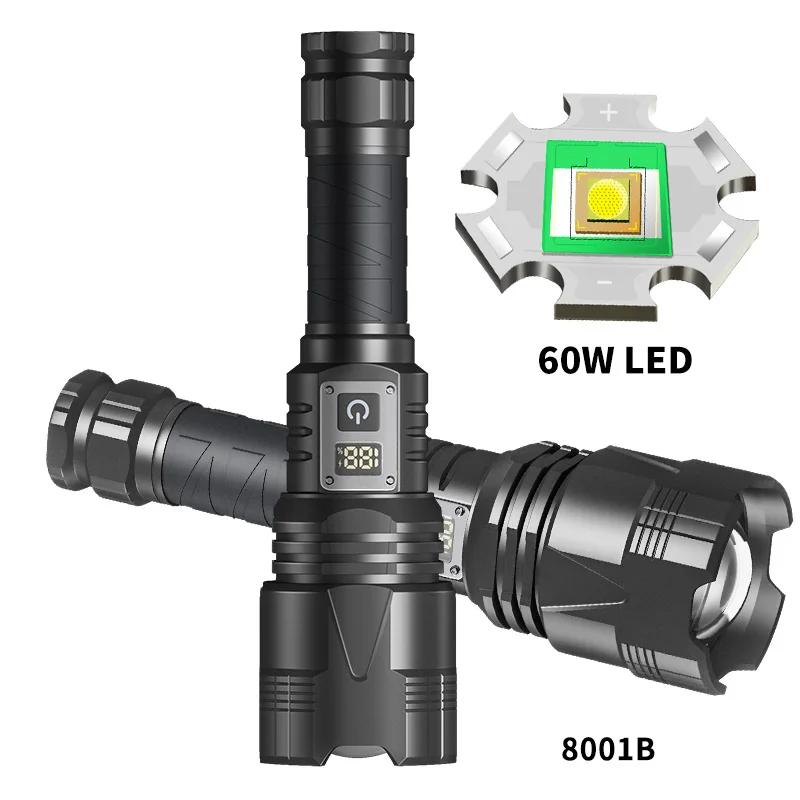 High Power LED-zaklamp 20w Telescopische zoom Nood-tactische spotlight Groot lumen Buiten Waterdicht Vissen Kamperen Gebruik