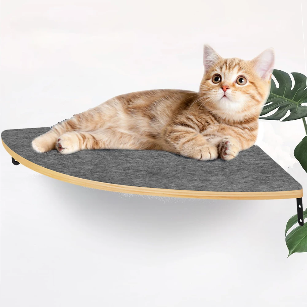 

Wall Mounted Cat Perch Corner Platform With Felt Easy-to-Clean Cat Hammock Suit Cat Climbing Rope to Make Kitten Exercise Indoor