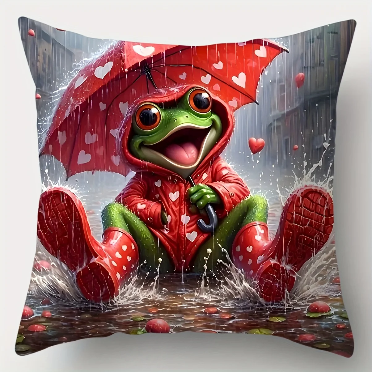 4pcs Fashion Frog Cartoon Print Pillow Covers Frog Pattern Design Modern Style Decorative Cushion Cases for Living Room Sofa