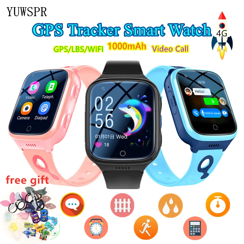 4G Kids GPS Smart Watches 1000mAh Long Standby Video Call Remote Listen Tracking Baby SIM Card Smart Phone Clock for Children K9