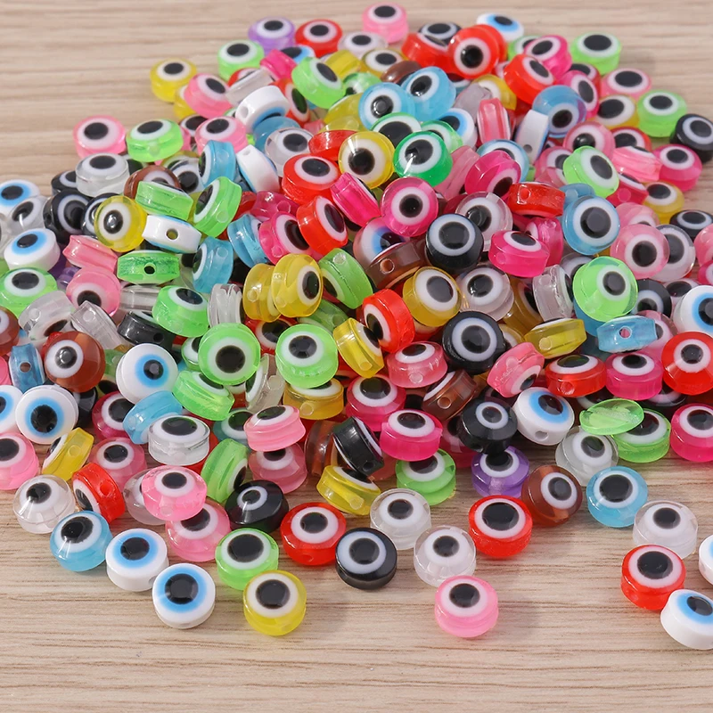 Tusember 6/8/10mm 100 Stück Glas Glasierte Böse Augen Perlen Flache Runde Lose Abstandhalter-Perlen für Schmuckherstellung Armband Halskette DIY Handwerk – Detail 2