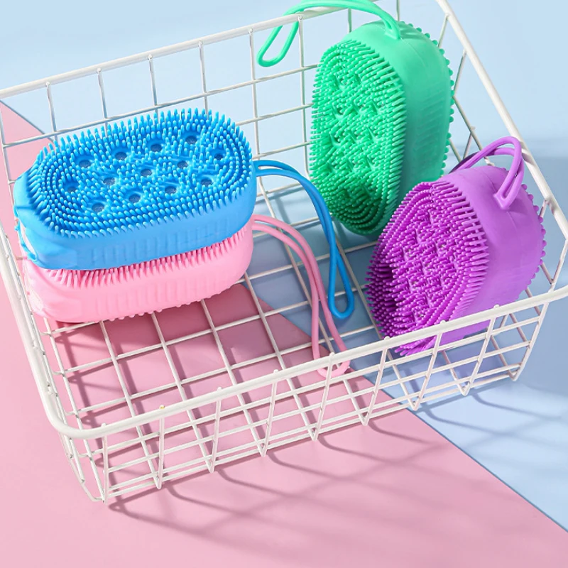 Dubbelzijdig Exfoliërende Scrub Spons Bubbelbad Borstel Massager Huid Reiniger Pad Siliconen Badkamer Accessoires