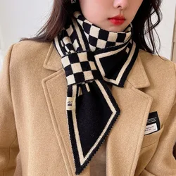 Winter Fake Collar Warmer Cross Tie Scarf For Women Ring Geometric Neckscarf Elegant Ladies Windproof Neck Protection Scarves