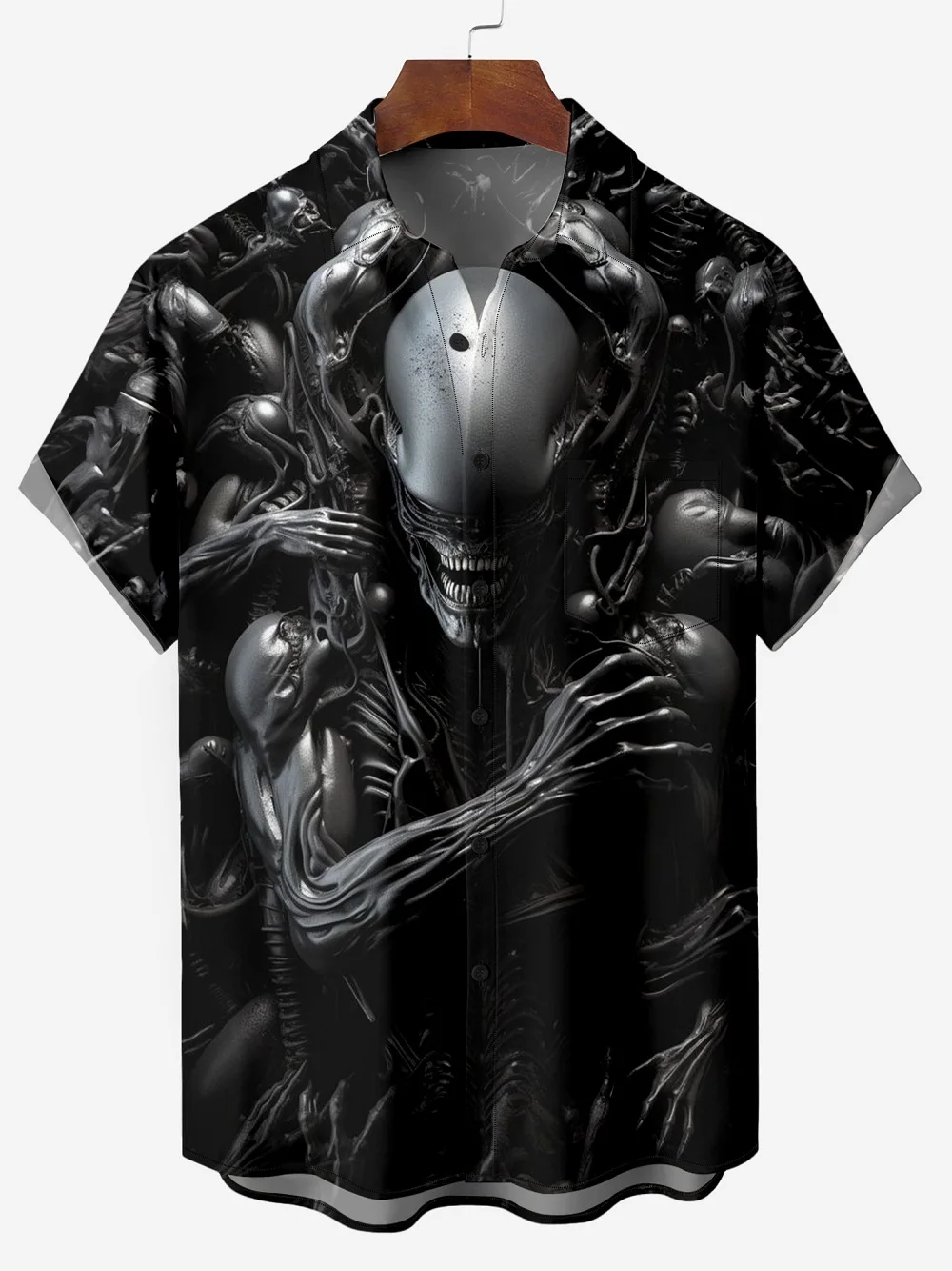 

Новая мужская рубашка с 3D принтом черепа ужасов на Хэллоуин, рубашки Aloha, новая повседневная модная блузка с короткими рукавами и лацканами