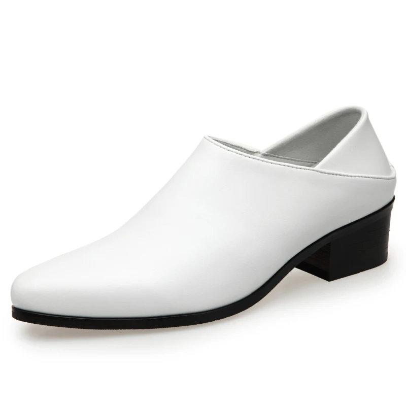 Pointed Leather Shoes for Men in Formal Attire Business Leather 5cm Height Increase for Men in Small White Shoes Wedding Groom