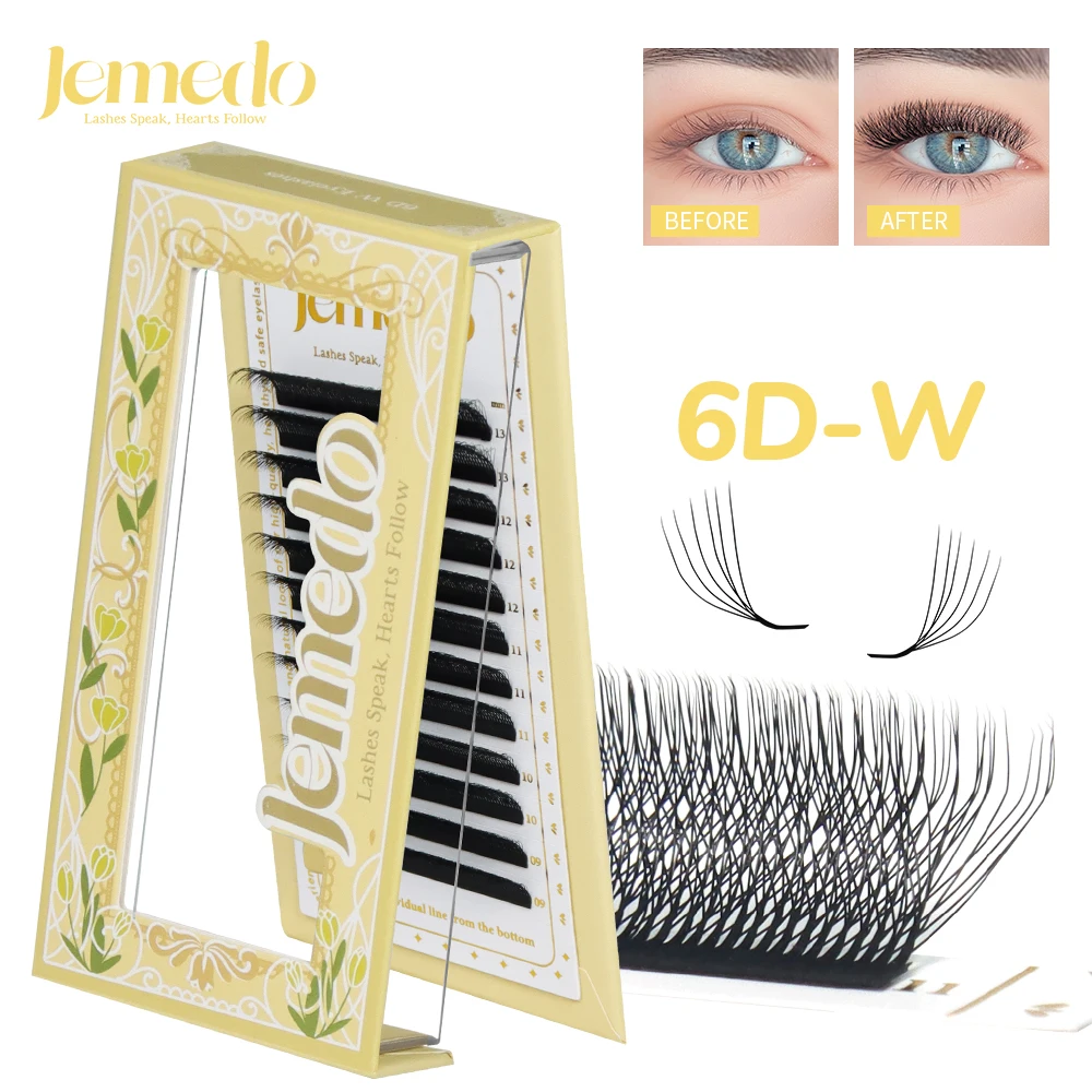 

JEMEDO 6D W-Shape Eyelash Extension 0.07mm Lash Extensions Natural Premade Volume Fans C/D/M Curl Lashes For Beauty Eye Makeup