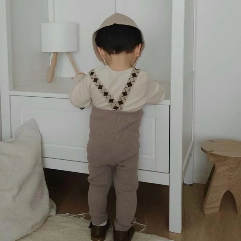 2025 Autumn New Baby Cotton Leggings Newborn High Waist Strap Trousers Solid Infant Boy Stretch Pants Girls Ribbed Overalls