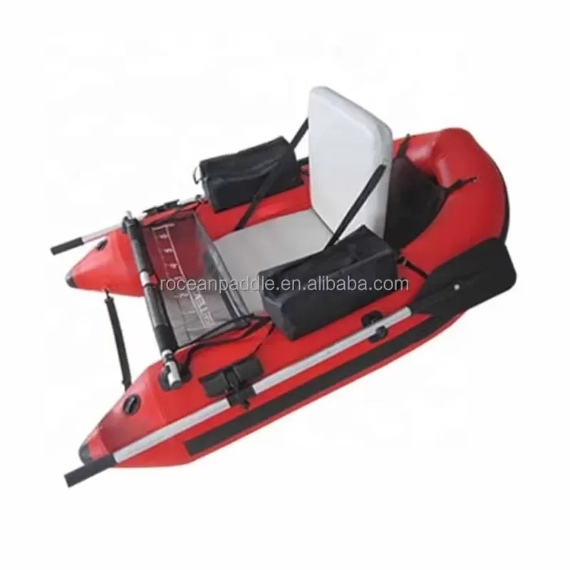 Inflatable Fishing Boat Belly Boat With Storage Pockets, Adjustable Straps & Bracket for Trolling Motor Kayak for Fishing