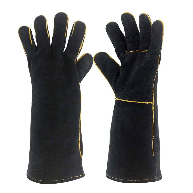 

Black Welding Work Gloves for Gardening/ Wood Stove/ Anti-bite/ Heavy Duty / Fireplace /BBQ Heat Resistant Cow Split