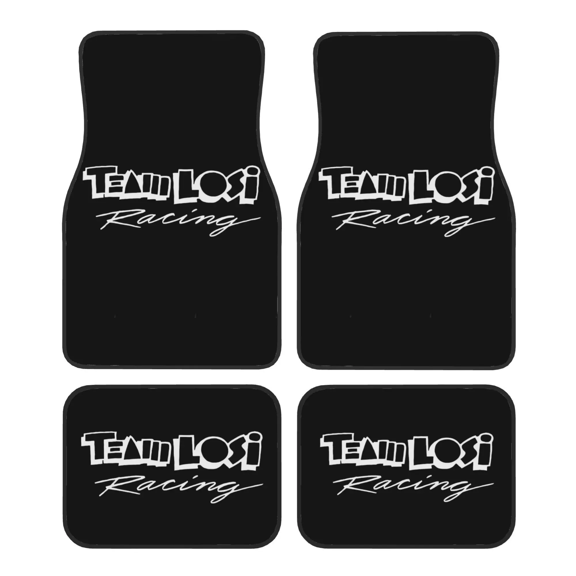 4pcs Team Losi Racing Car Floor Mats | Dynamic Racing Theme Design, Polyester, Universal Fit, Ideal For Vehicle Interior, Perfec