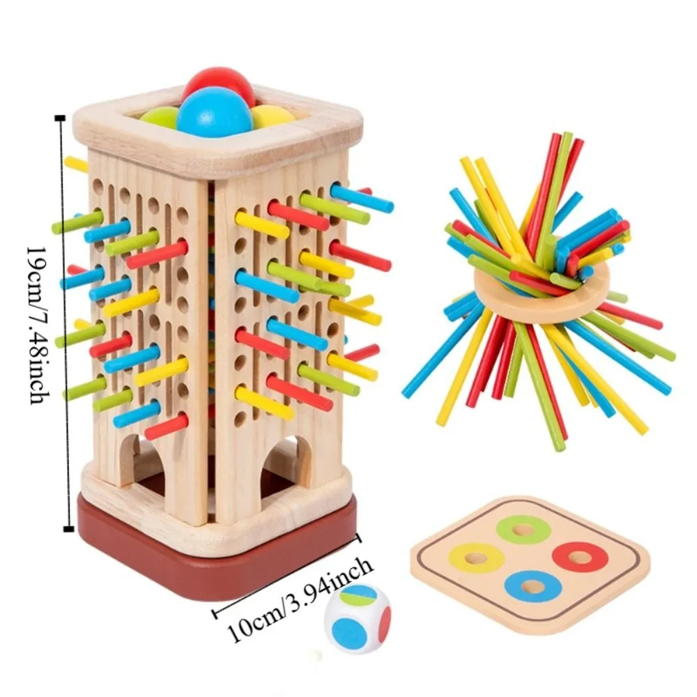 Jeu de société amusant en bois, matériau en bois, motricité Fine, balle Montessori, jeu de chute, formation à la réflexion, bâtons colorés