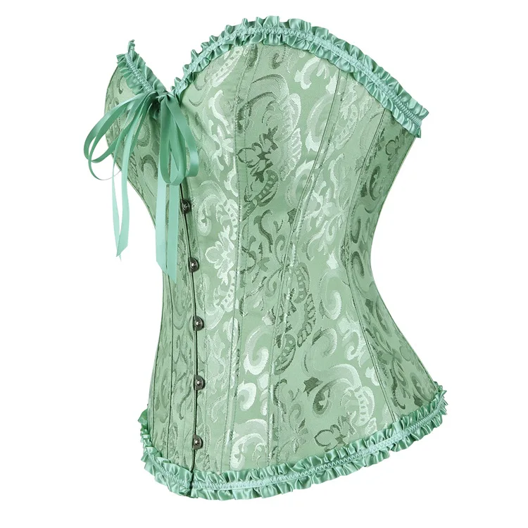 Frauen Korsett Top Jacquard Overbust Bustier Viktorianischen Sexy Lace up Floral Dessous Korset Vintage Gothic Basken Kostüm – Detail 32