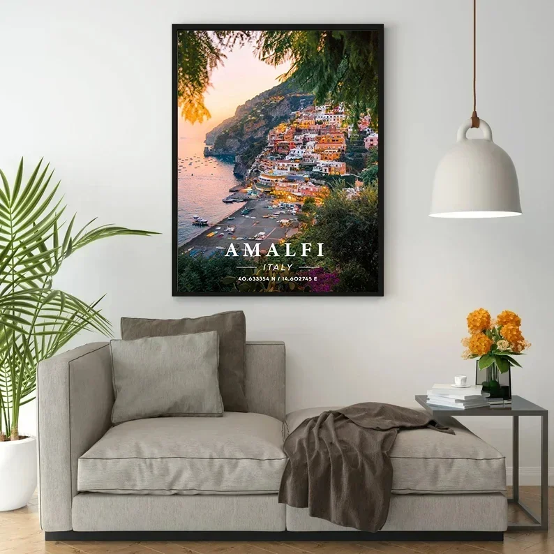 Travel City Paris Eiffel Tower New York Landscape Coordinates Poster and Prints Canvas Painting Wall Art Pictures Home Decor