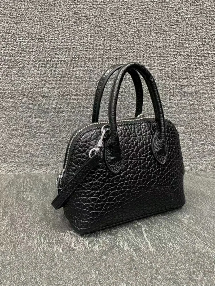 Women Casual Zipper Black Crocodile Grain Office Genuine Leather Handbag Single Shoulder Crossbody Underarm Bags Fashion Lady