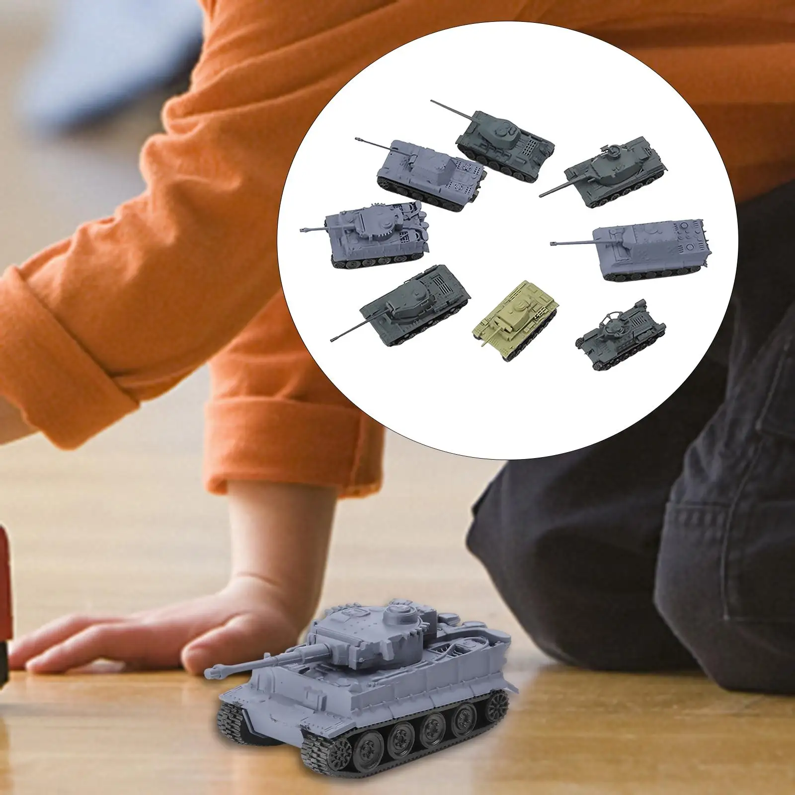 Set of 8 1:144 Assemble Tank Kits Battle Tank for Tabletop Men Gifts