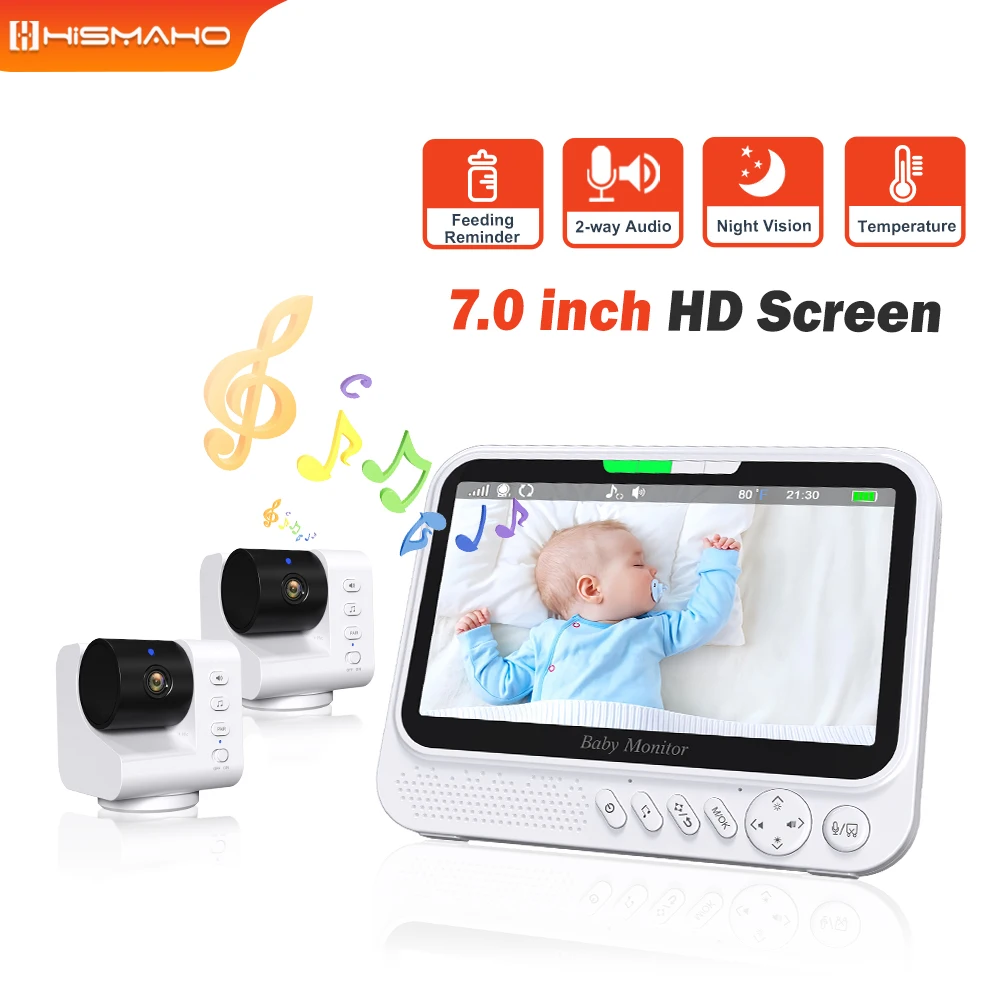 

Baby Monitor 2pcs IP Camera 7 Inch Display Screen 5000mAh Battery Kids Security Home Protection Wireless Video Surveillance