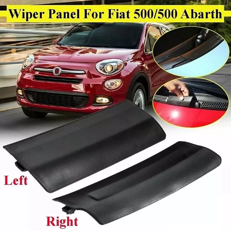 

1Pair Front Wiper Scuttle Panel Trim Cover For Fiat 500 Abarth 500 735452712 Black Plastic