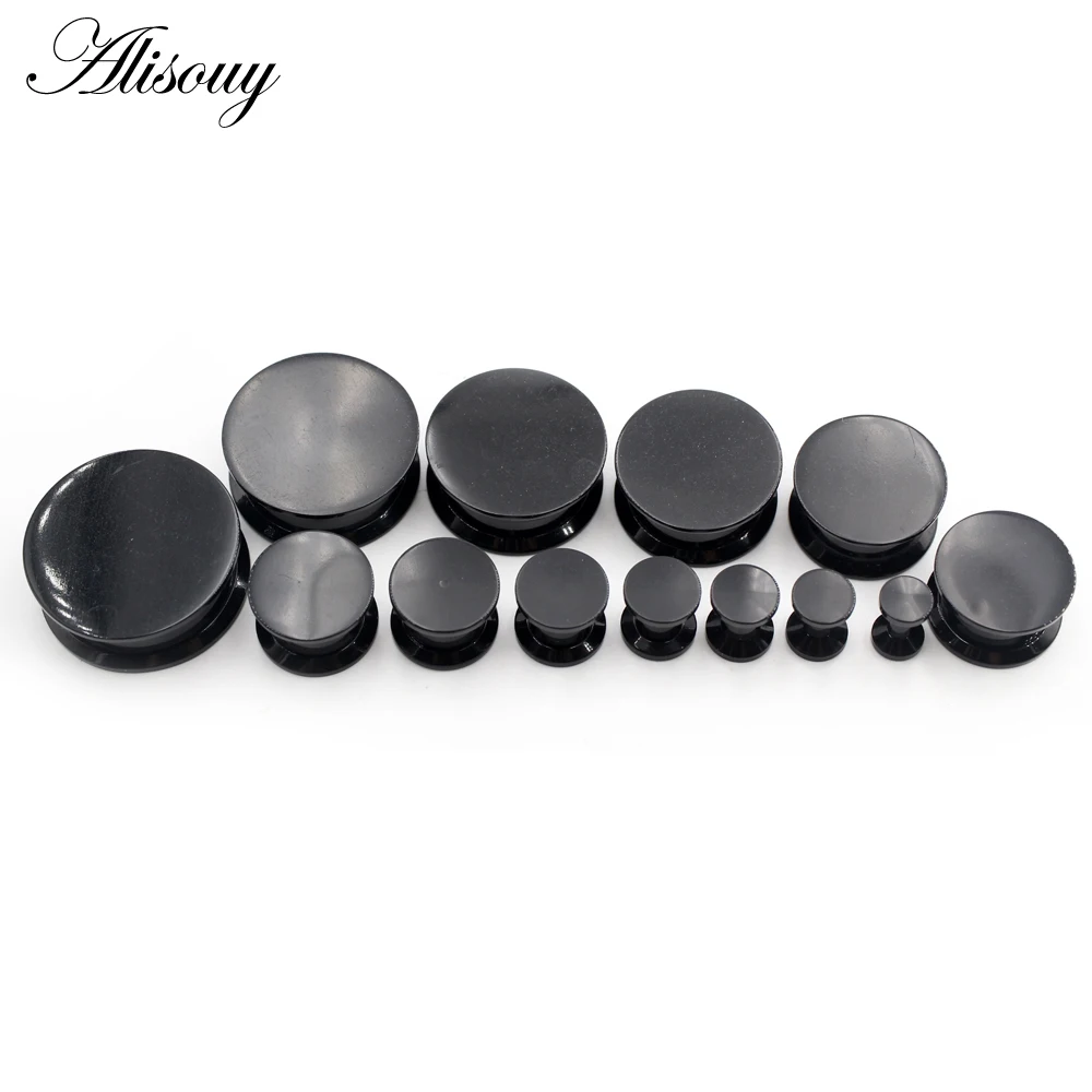 Alisouy 2 Stück 3-24mm Schwarze Acryl Ohrdehner mit Innengewinde, Doppelt Ausgestellte Tunnel-Plugs, Expander, Stretcher, Piercing-Körperschmuck – Detail 7