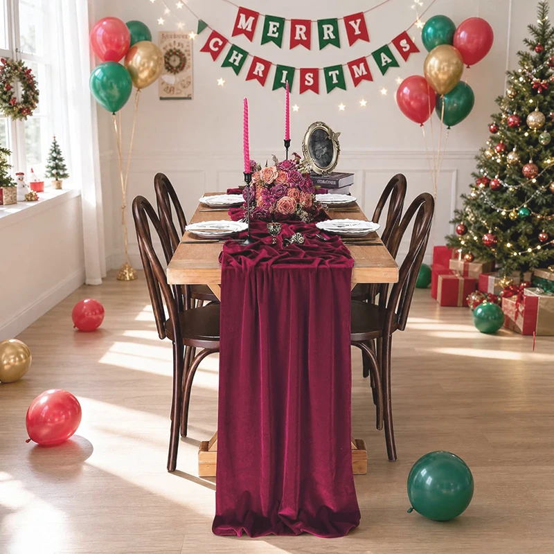 Velvet Table Runner Soft Luxurious 10ft Wedding Reception Decorations for Bridal Baby Shower Birthday Party Christmas Decoration