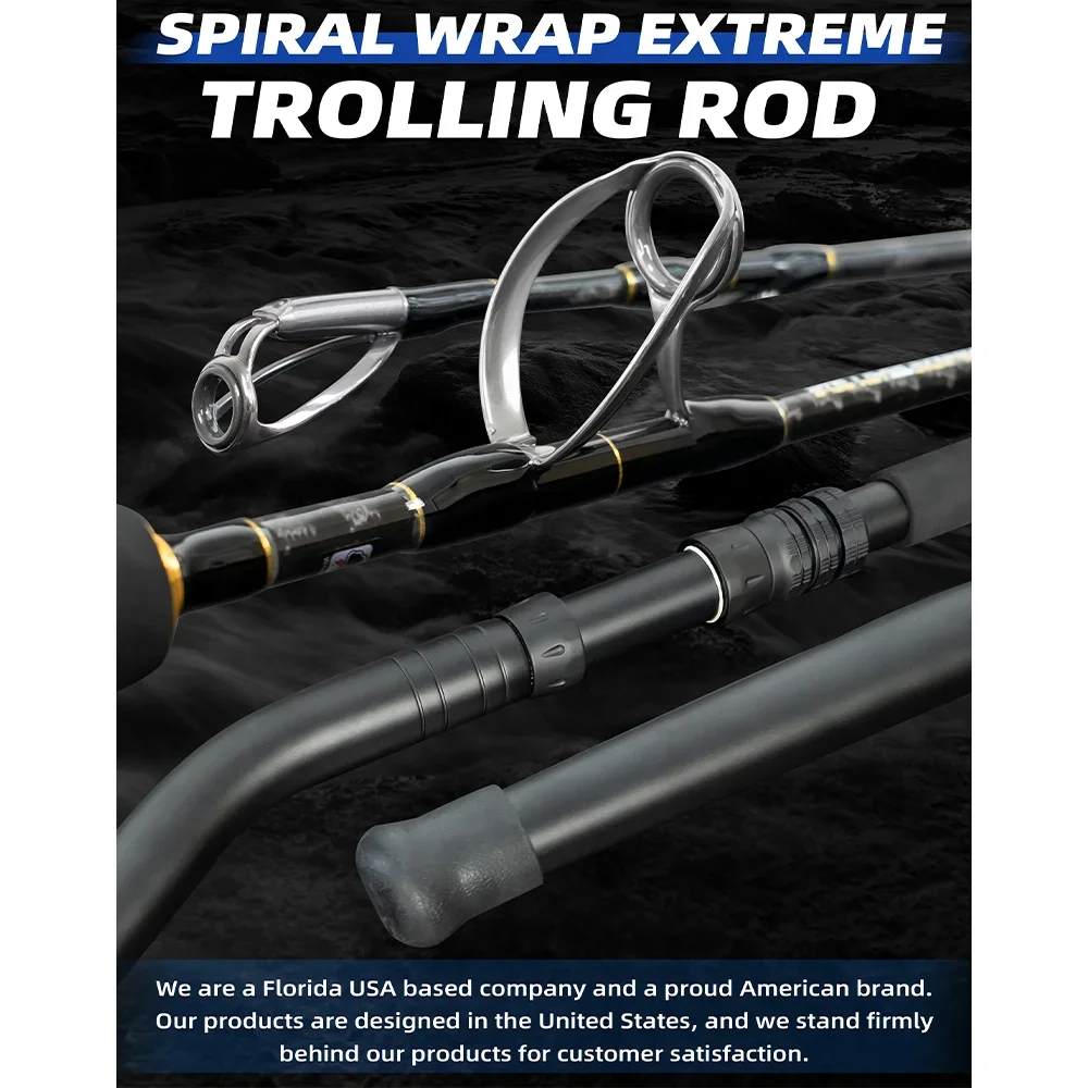 50LB/80LB Heavy  Fishing Trolling Rods Carbon Fiber Wrap Extreme Trolling Fishing Rods