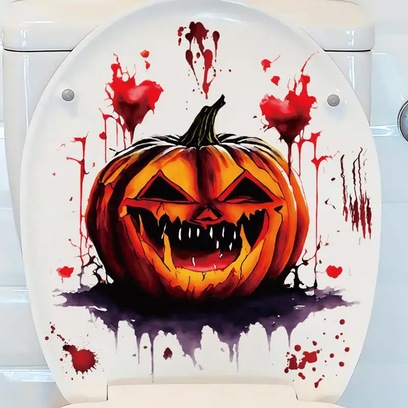 Halloween Toilet Seat Sticker Halloween Pumpkin Toilet Cover Sticker Toilet Seat Stickers Halloween Window Clings For Living