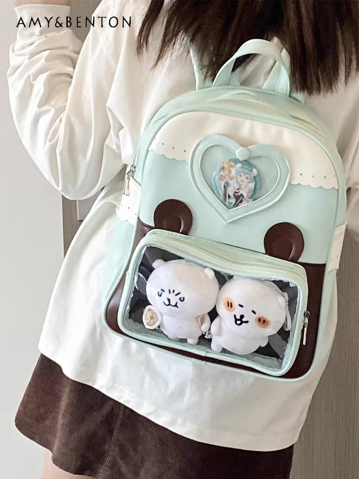 

Japanese Style Cute Itabag Kawaii Ears Transparent Large Capacity Backpack School Bags Anime Student Shoulder Bag for Women