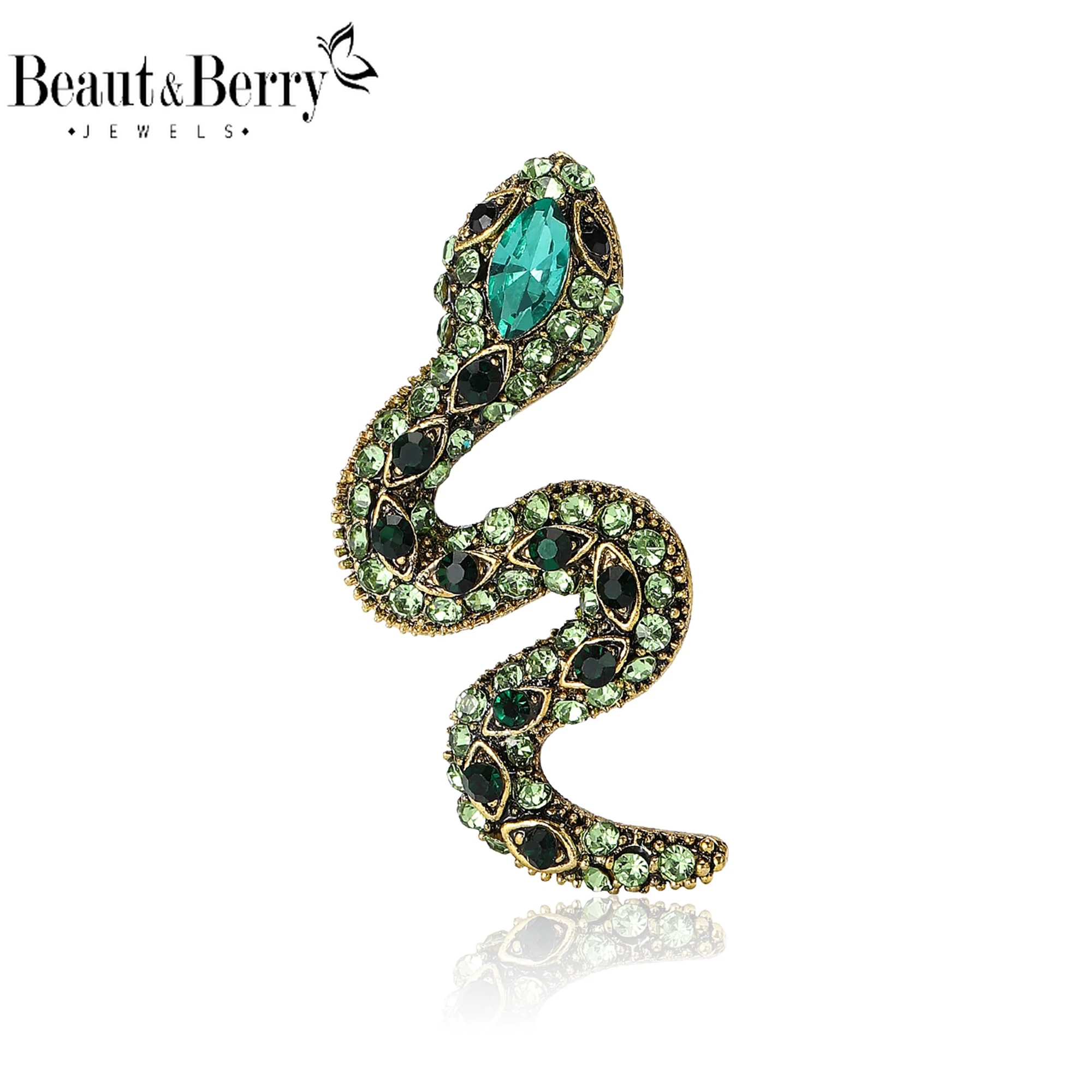 Beaut&Berry Classic Rhinestone Snake Brooches for Women Animal Pins Friends Party Gifts Jewellery Accessories