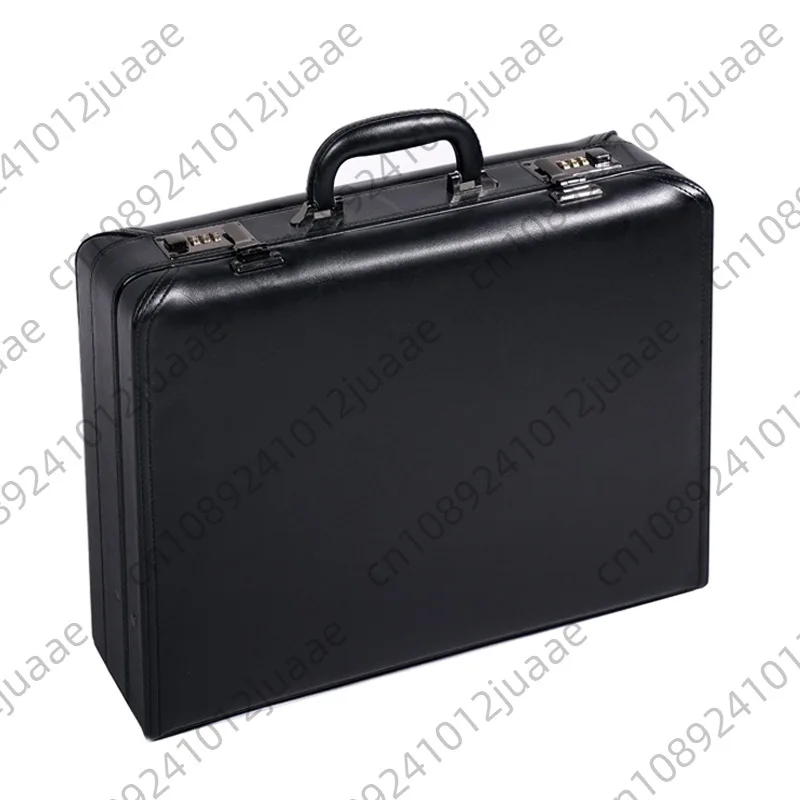High-end Briefcase Suitcase Office Men's Business Combination Lock Computer Bag Retro Leather High-end Pu Leather Bag Men