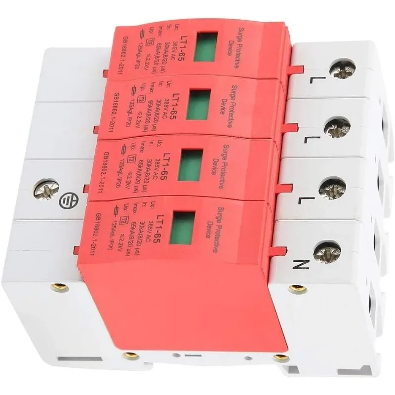 AC Surge Protector House Surge Protective Low-voltage Arrester Device 4P 80KA385V Protector for Lightning Protection Din Rail