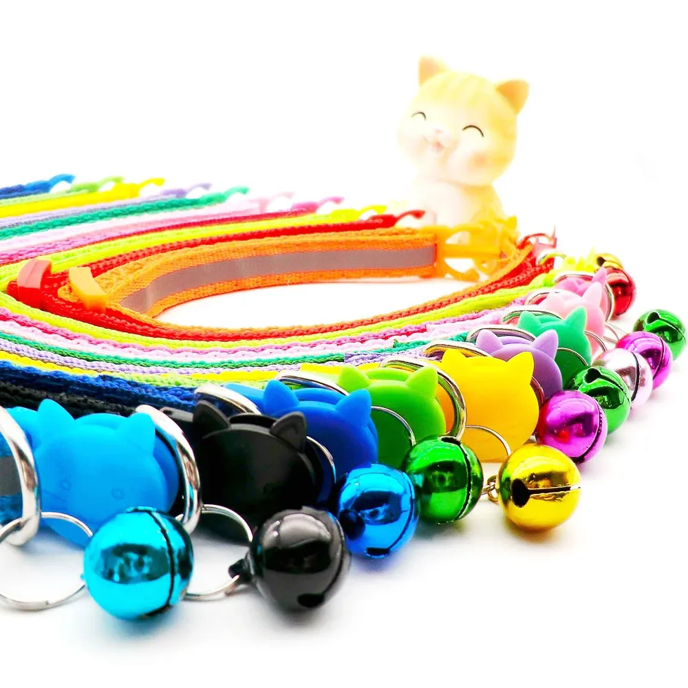 Personalized Cat Dog Collar Reflective With Bell Cute Cat Dog Collars Safety Breakaway Luxury Designer For Cat Pet  Accessories