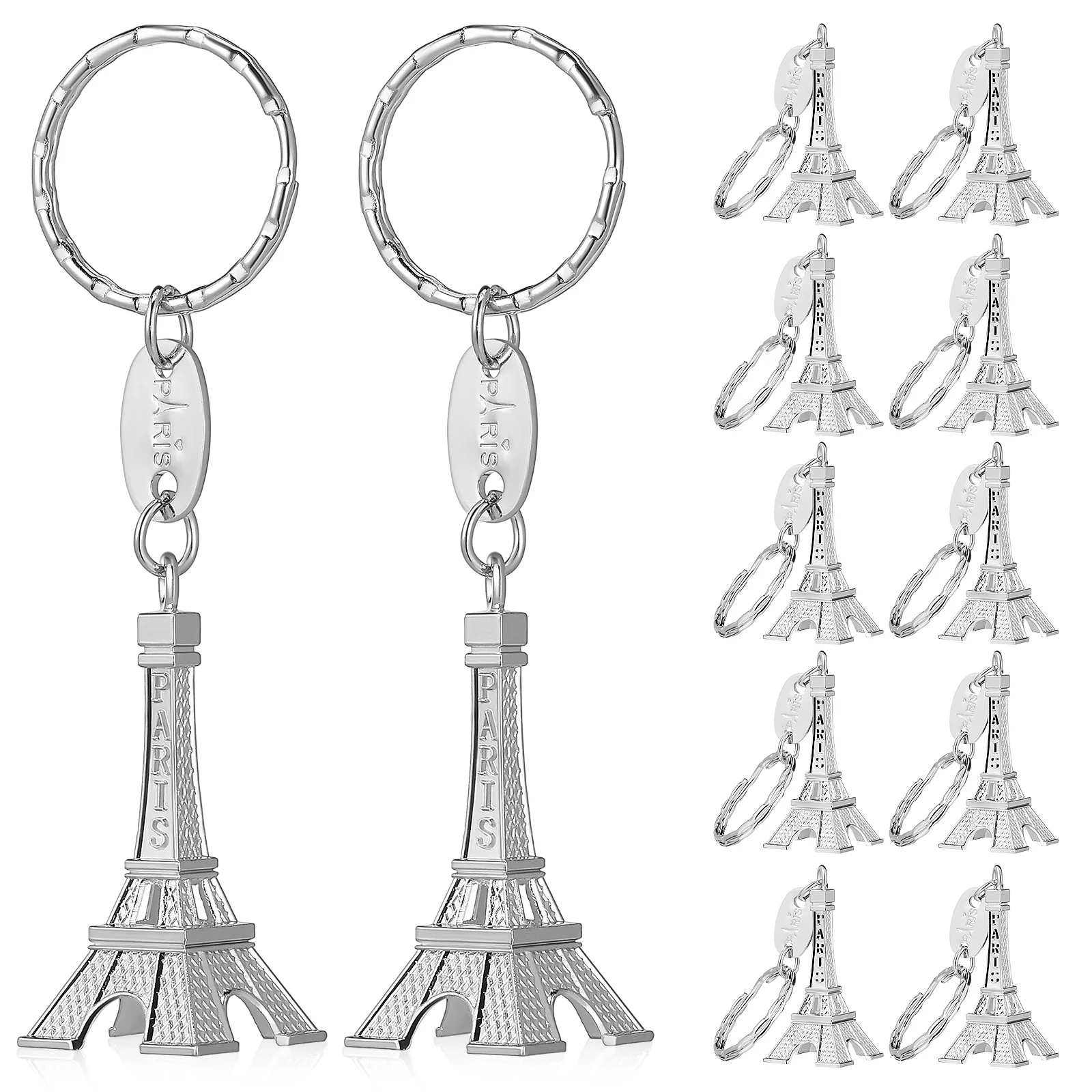 12 Pcs Eiffel Tower Decoration Key Chain Hanging Purse Pendants Charms French Souvenirs Keychains