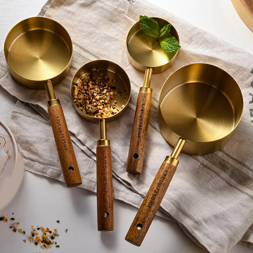 Gold Walnut Wooden Measuring Coffee Beans Powder Scoop Mini Tea Spoon Milk Powder Ice Cream Sugar Salt Spice Spoon Kitchen