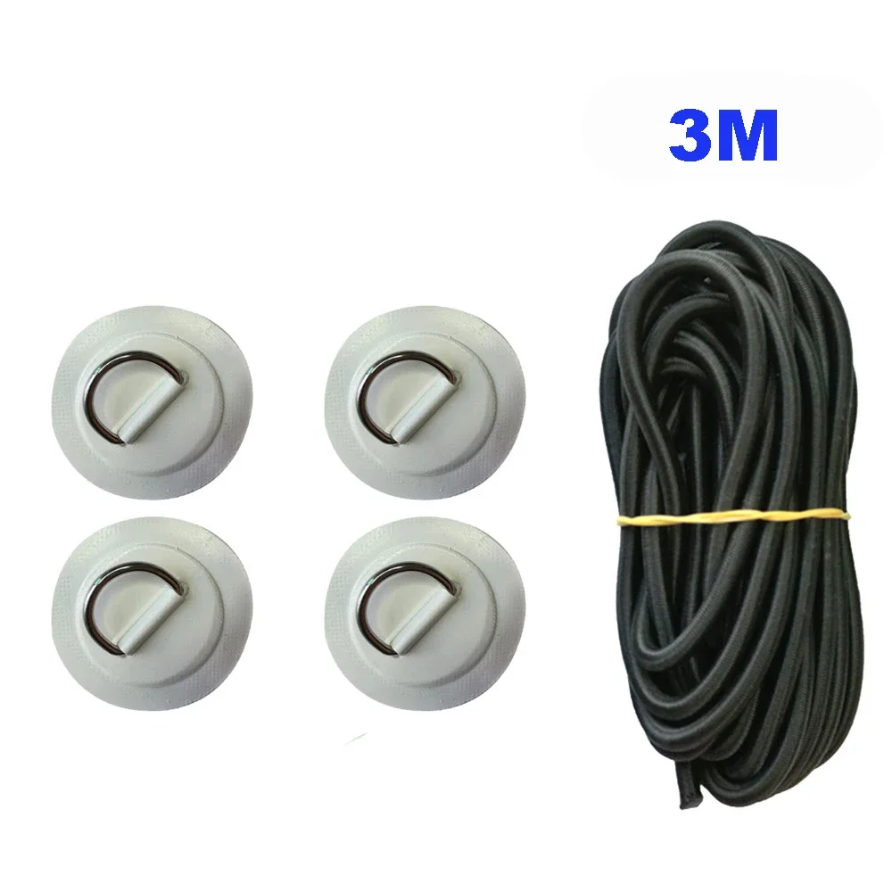 Toppa in PVC per gommone per tavola da surf con anello a D in acciaio inossidabile Rigging per ponte Sup Anello rotondo Pad Kit di corda elastica elastica da 5 m