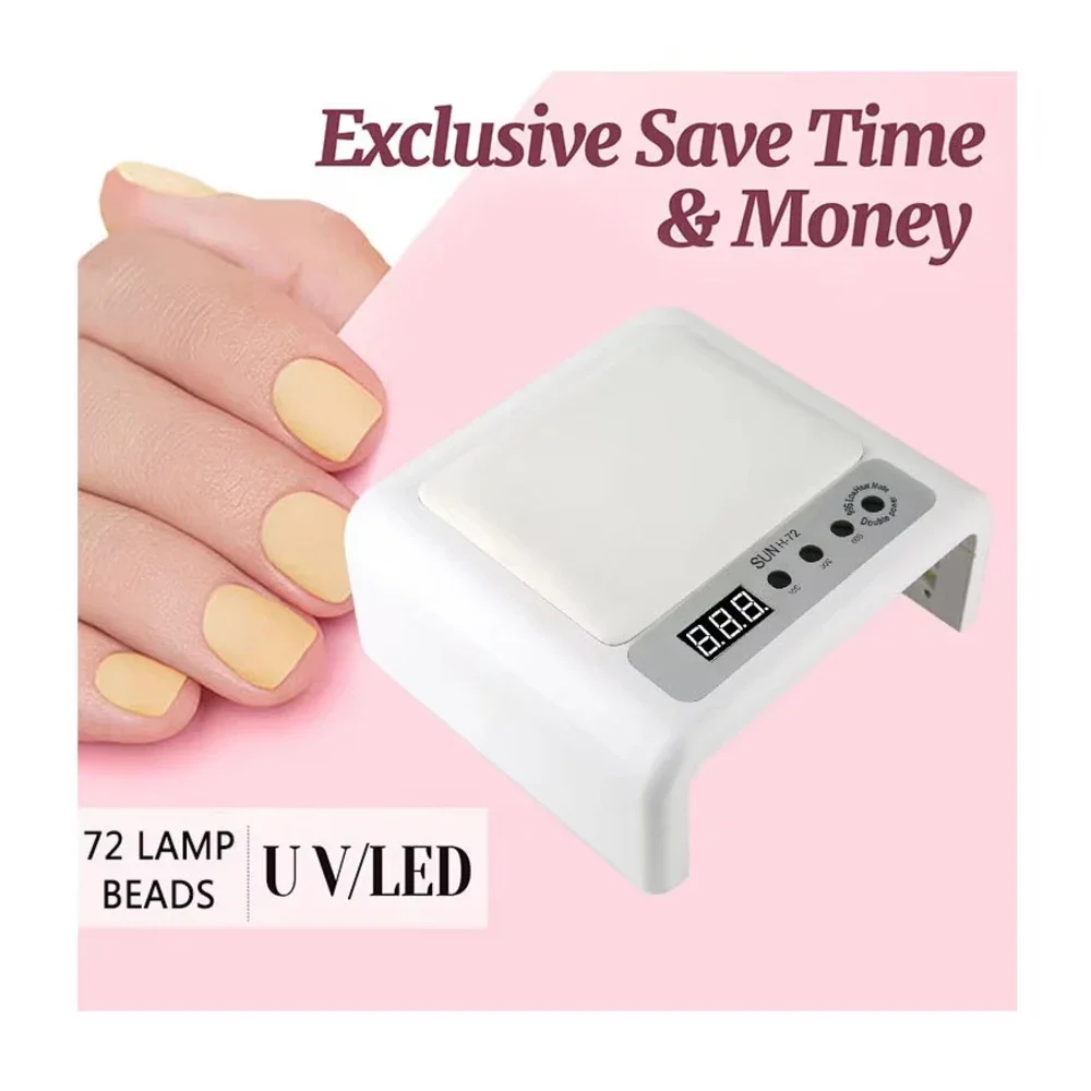 72 خرزة مصباح قابلة للطي مزدوجة الأغراض بأربعة سرعات توقيت طلاء أظافر يعمل بالأشعة تحت الحمراء مصباح أظافر LED للخبز