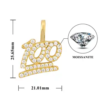 Full Moissanite Diamonds D Color Figure100 Pendant S925 Sterling Silver White Gold Moissanite Pendant for Women Me