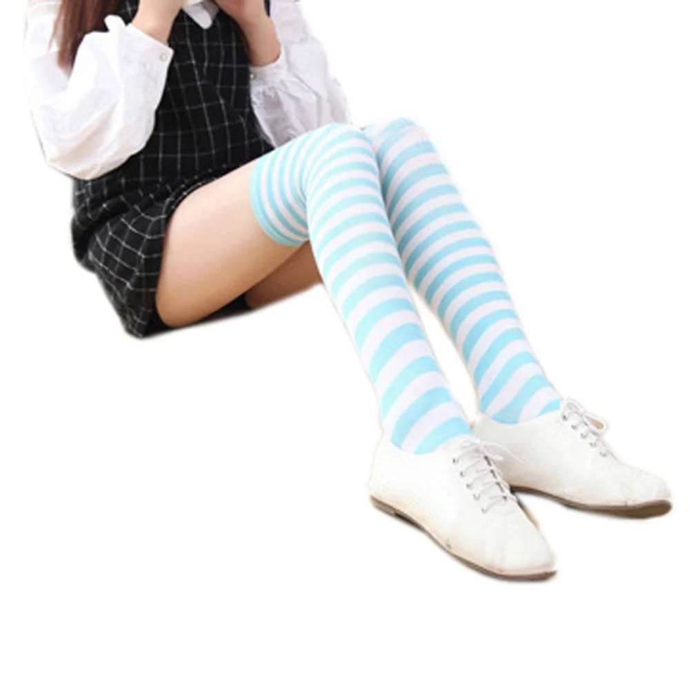 Black Socks Over The Knee Pinstriped Thigh Stocking Boy Yellow and Women's Miss