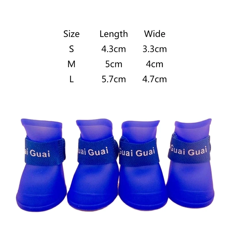 Pcs/Set Dog Boots Waterproof Silicone Shoes with Adjutable Strap Non-Slip Sole for Pet Outdoor for Small Medium Dogs Drop Ship