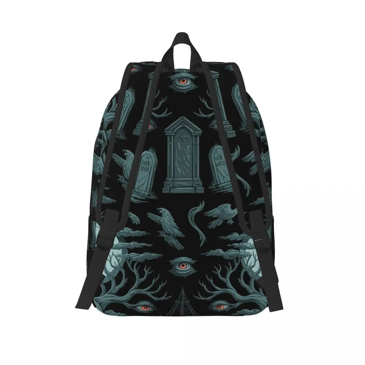 Dark Gothic Halloween Ravens Moonlit Graveyard Student Backpack School Bag Hiking Travel Daypack Fashion Bookbag Shoulder Bags