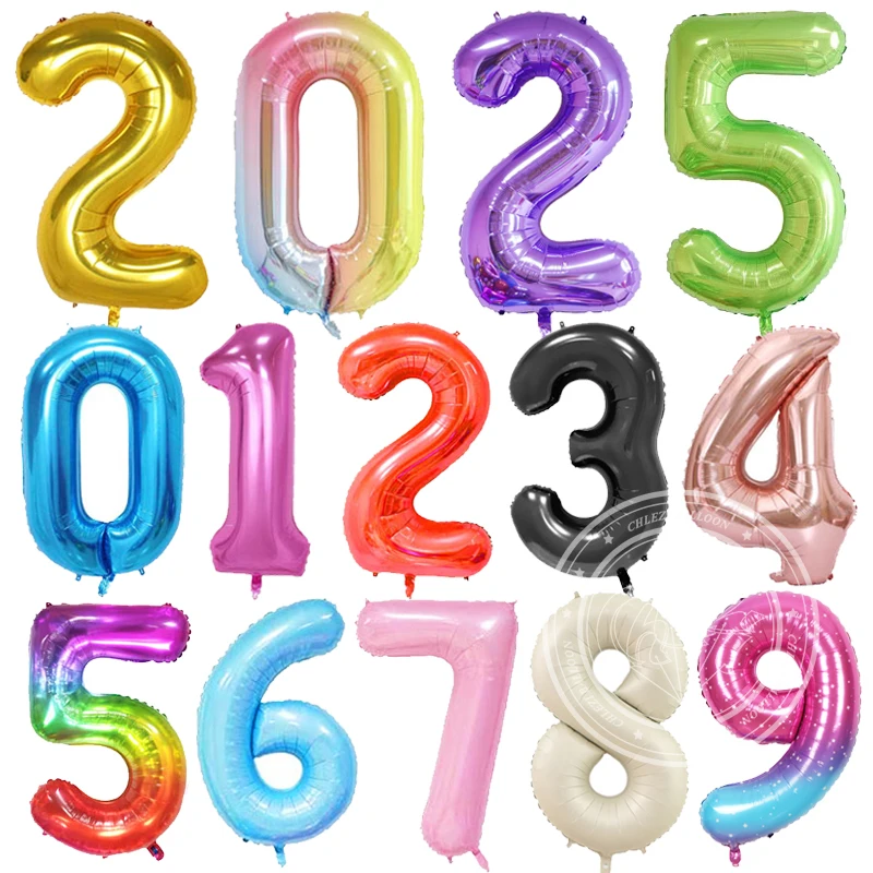 Ballons d'anniversaire géants en aluminium de 40 pouces, chiffres de 0 à 9, pour décorations de fête, mariage, baby shower, grandes figures, globos