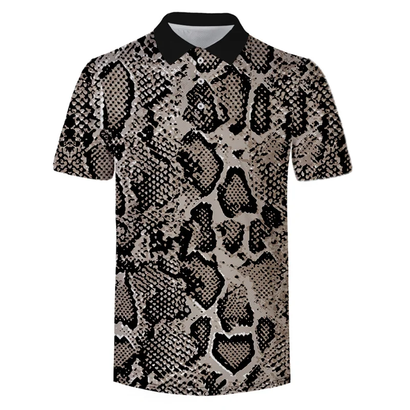 Summer 3d Print Animal Skin Polo Shirt Men Casual Short Sleeve Fashion Leopard Snake Skin Graphic T Shirts Tops Male Clothes