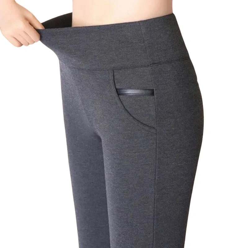 

Spring Woman Pant OL Leggings Fleece Pencil Pants High Waist Elegance Korean Style Solid Skinny Slim Office Stretch Trousers
