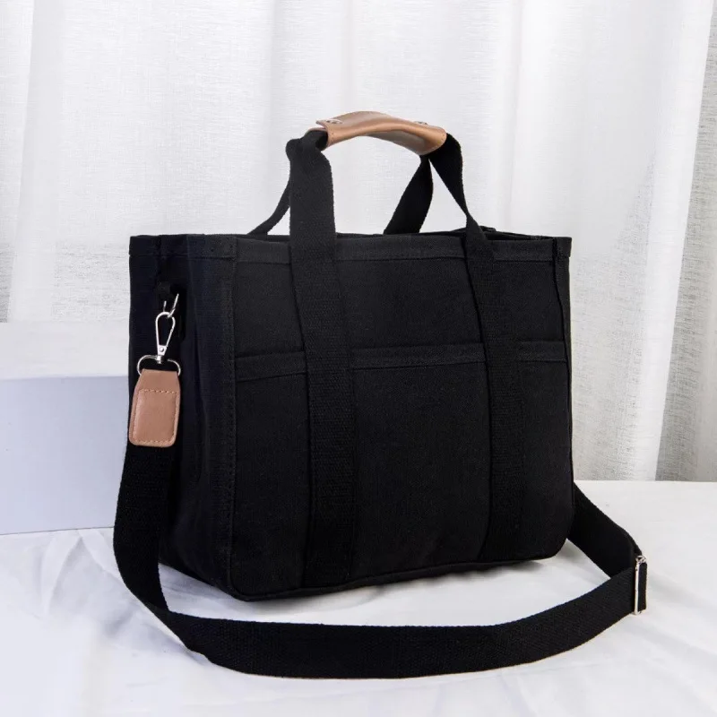 

New Large-capacity Multi-layer Tote Bag, Simple and Versatile Canvas Crossbody Bag, Bento Mommy Bag, Women's Shoulder Bag
