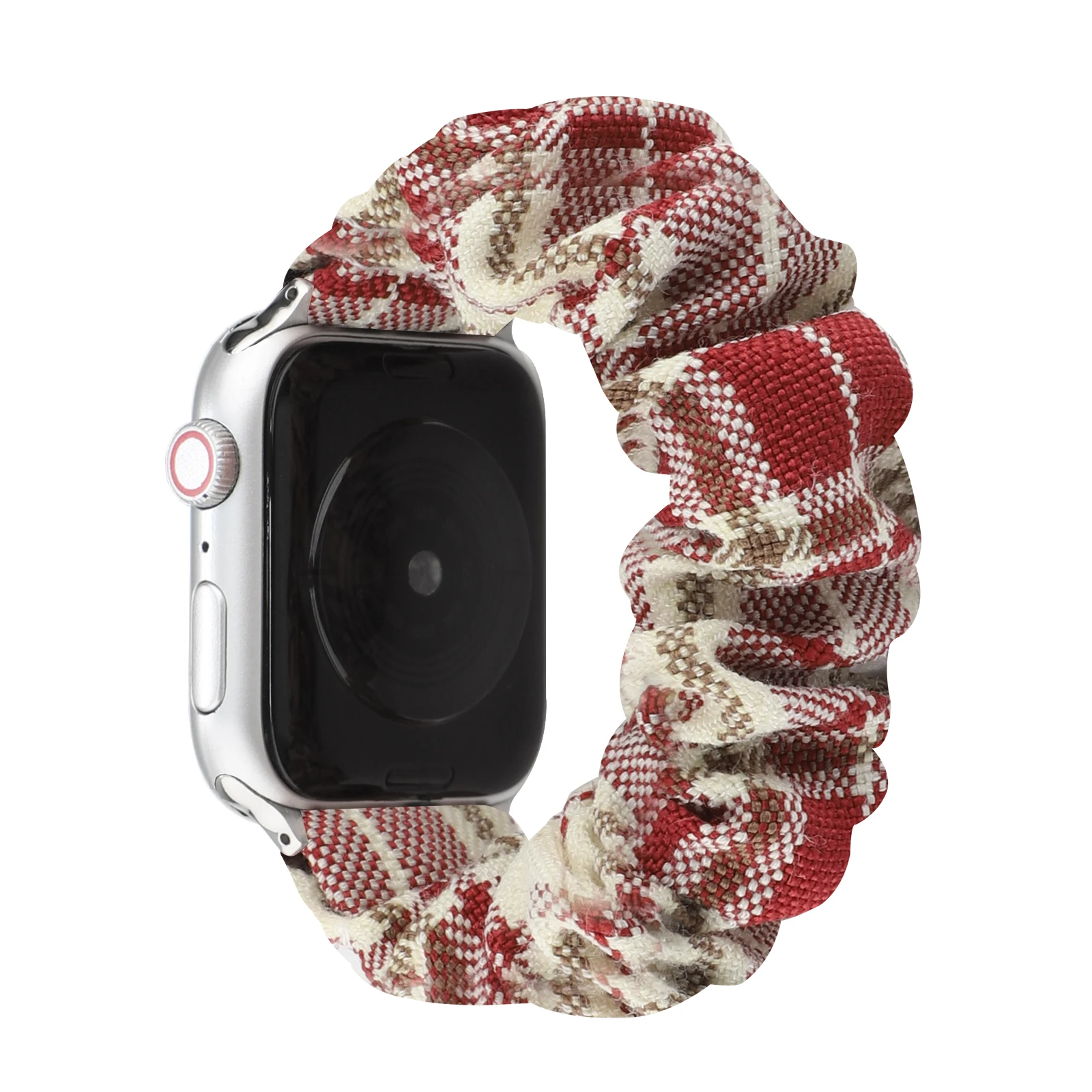 Strap for Apple watch Check color scrunchie elastic cloth band 38mm40mm41mm42mm44mm45mm49mm lady red lattice strap for Iwatch