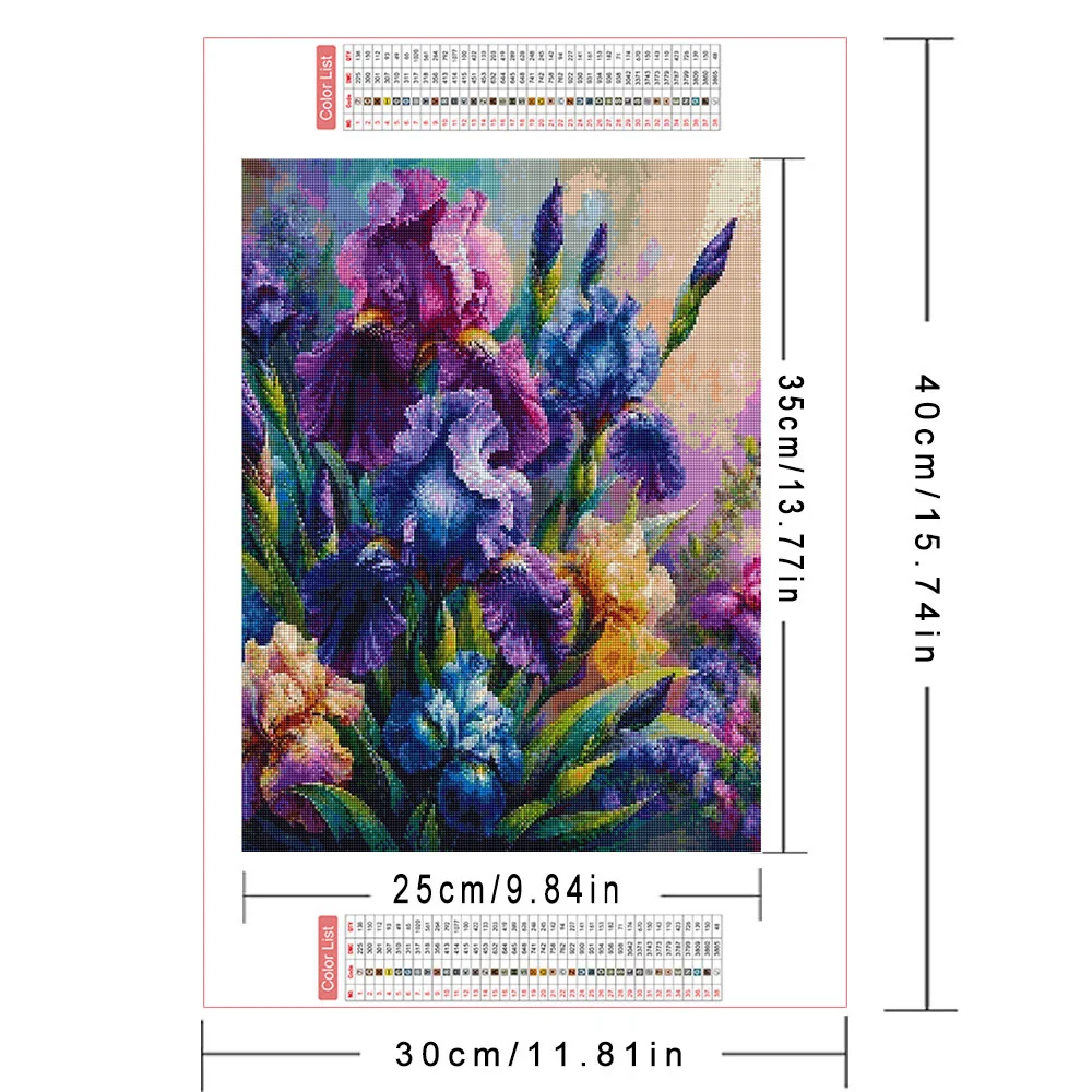 AZQSD Diamond Mosaic Kits Iris Flower For Adults Painting 5d Embroidery Floral Complete Kit Gift Home Bedroom Wall Artwork