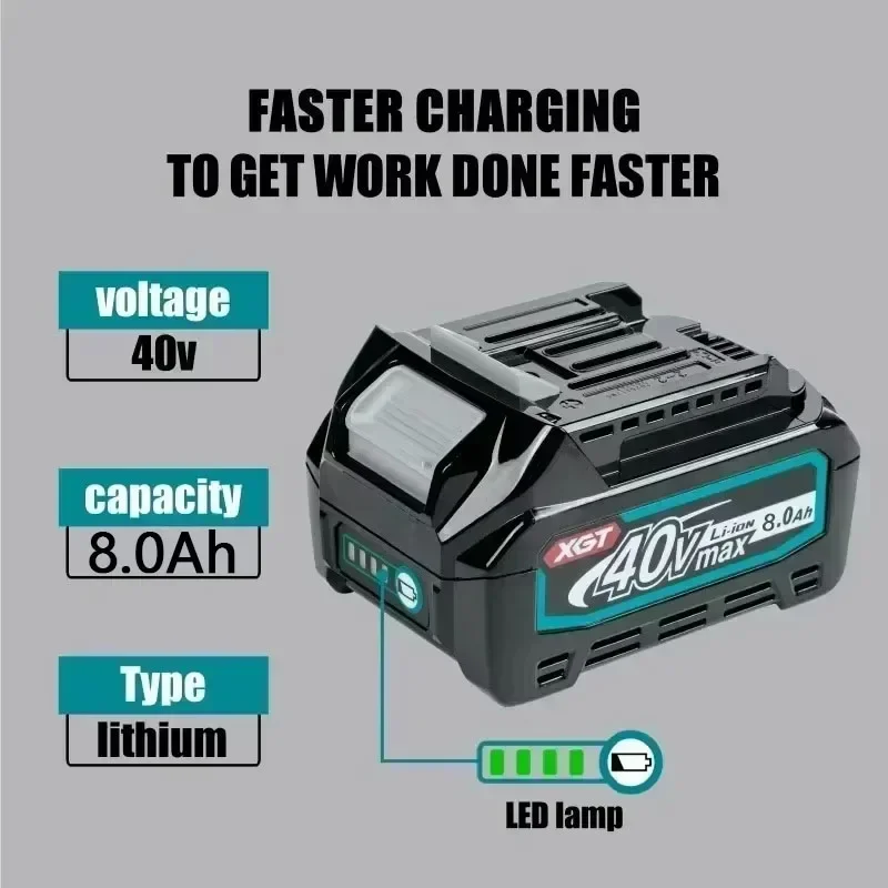 for Makita 40V battery 8.0Ah rechargeable lithium battery,  BL4040, BL4025, BL4050, 40V DC40RA charger Max XGT tool battery