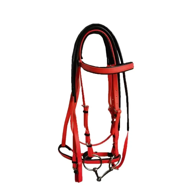 

Durable Halters PVC Horse Bridle With Noseband and Removable Stainless Steel Bit Multiple Colors