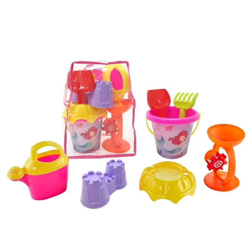 7 pezzi/set multicolori disponibili con imballaggio in PVC set di giocattoli da spiaggia strumenti per dragare la sabbia giocattoli da esterno regali per bambini