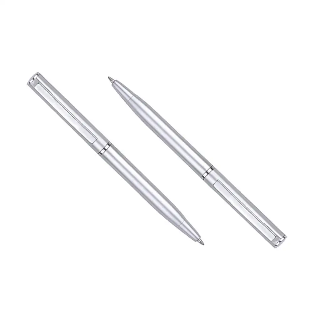 10cm Mini Ballpoint Pen Silver Color Ball Pens For School Office Plastic Rod Rotating Metal Ball-point Pen Stationery