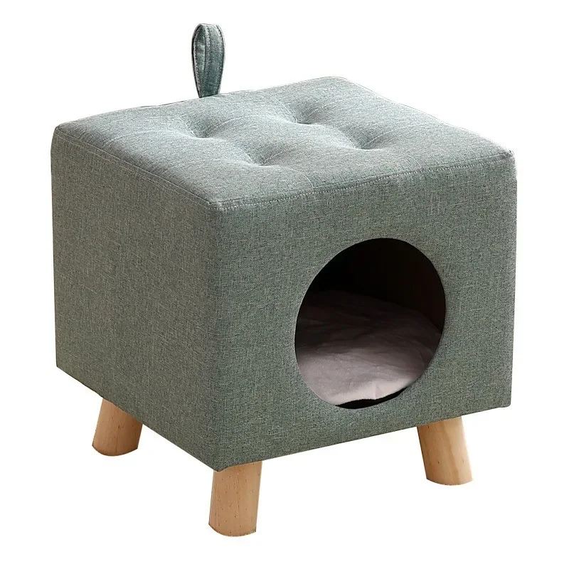 Solid Wood Cat Nest Stool Closed Type Shared Cat Products Kitten House The House Is Universal in All Seasons